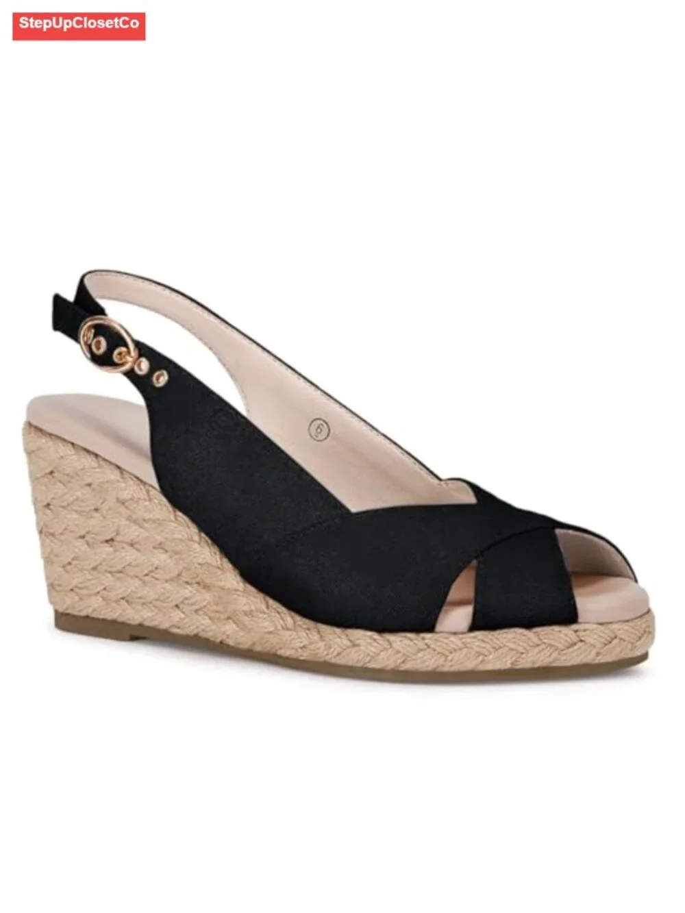 Women's Platform Wedge Sandals Espadrilles Open Toe Slingback Buckle